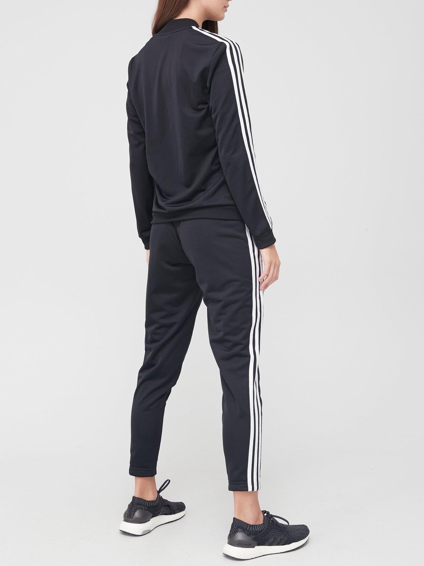 adidas Essentials 3 Stripes Tracksuit - Black | very.co.uk