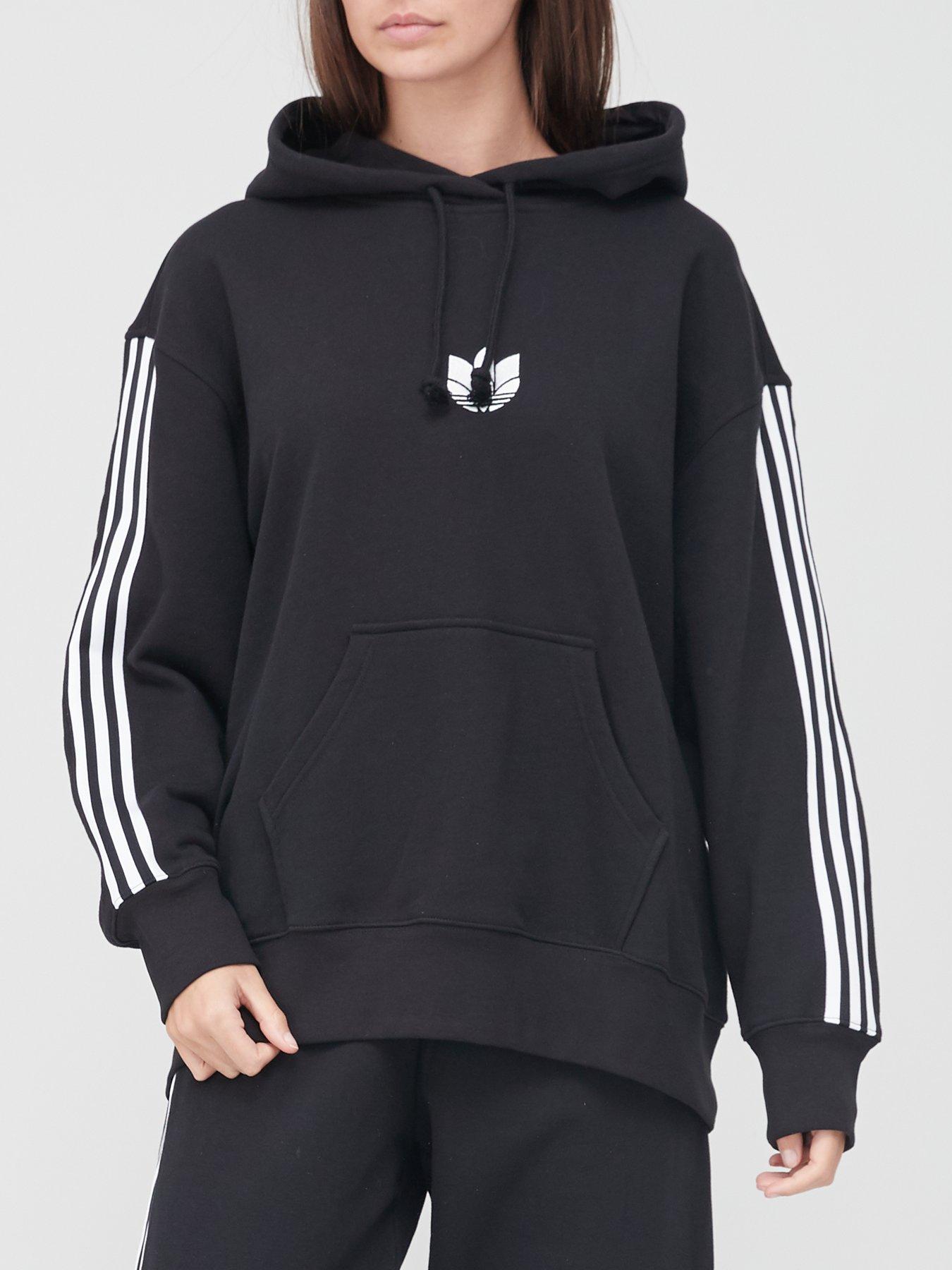 adidas Originals 3D Trefoil Oversized Hoodie - Black | very.co.uk