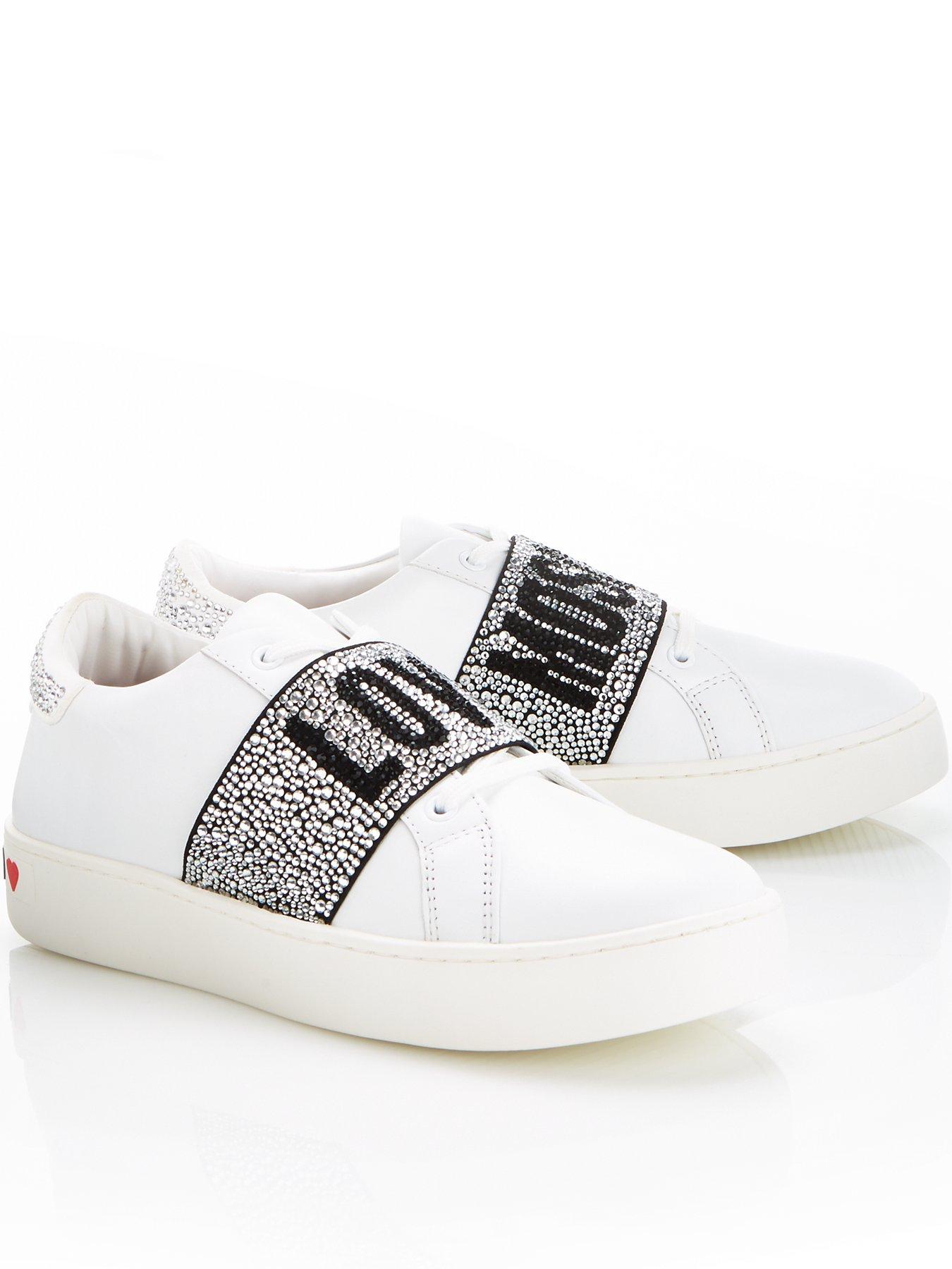 love moschino crystal strap trainers