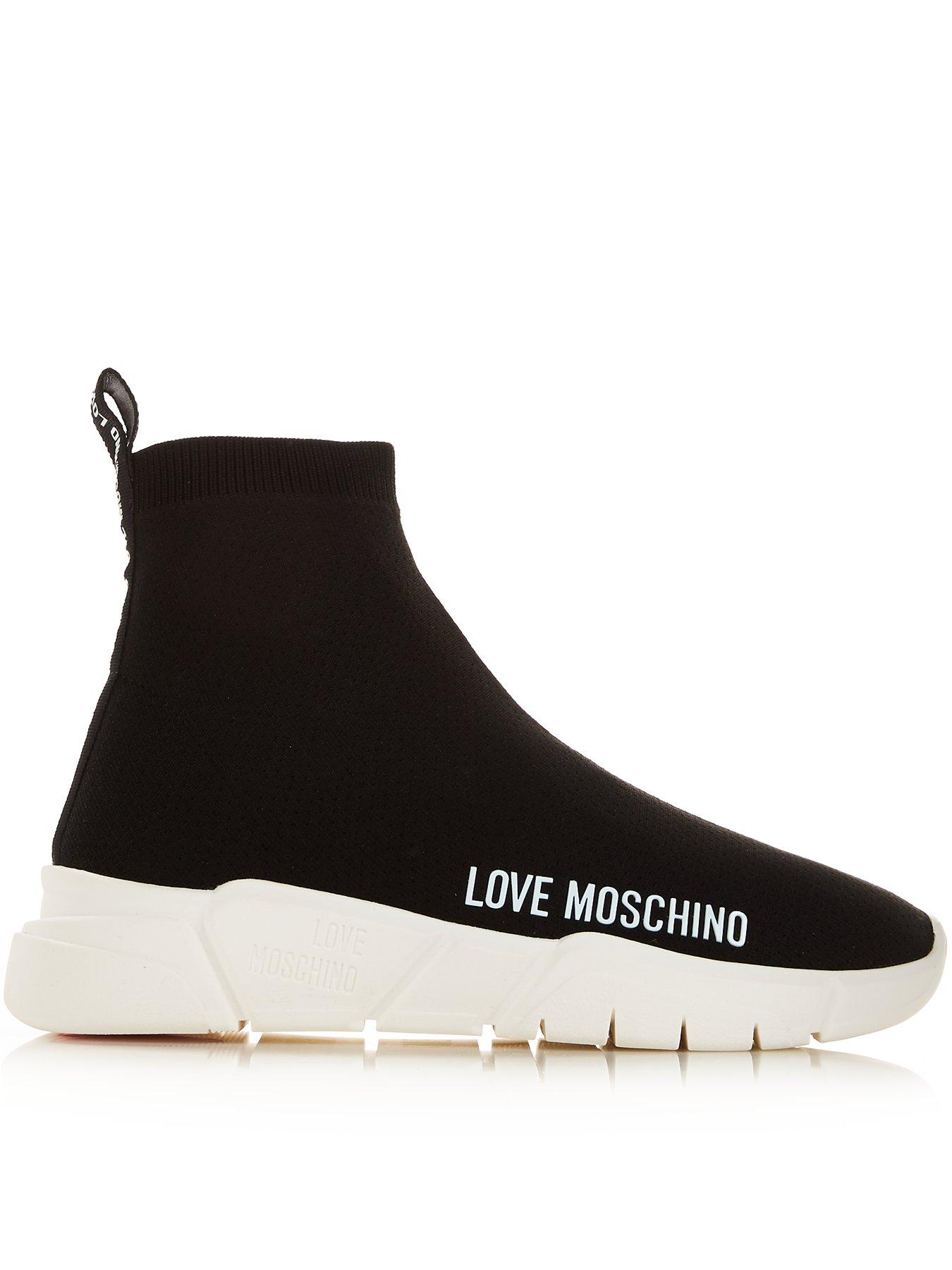 LOVE MOSCHINO Logo Sock Trainers - Black | very.co.uk