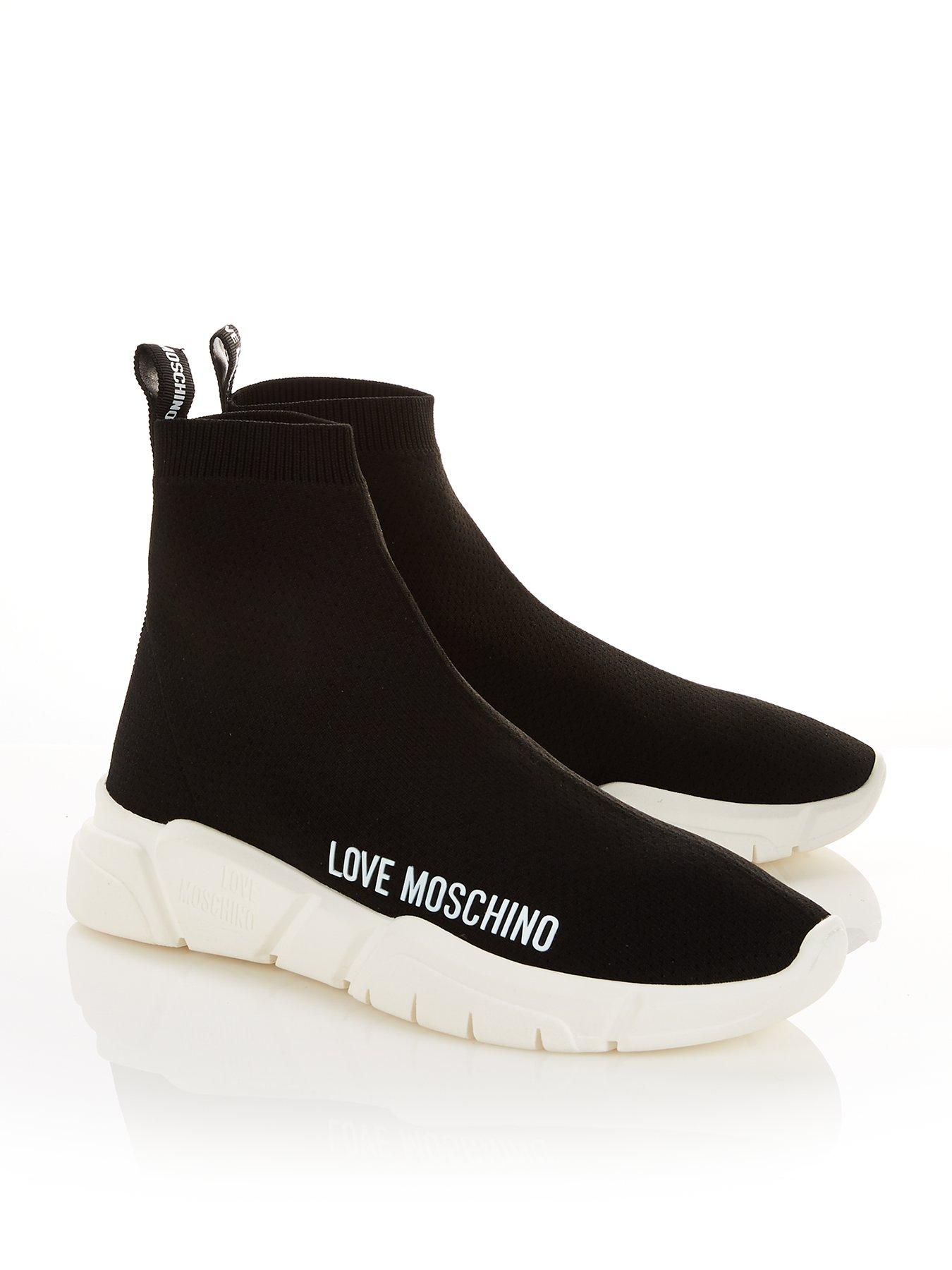 LOVE MOSCHINO Logo Sock Trainers - Black | very.co.uk