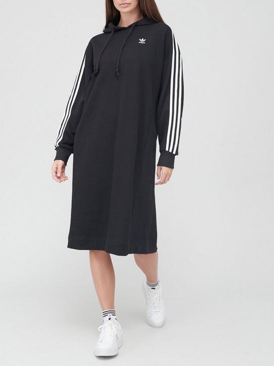 front image of adidas-originals-hoodie-dress-black