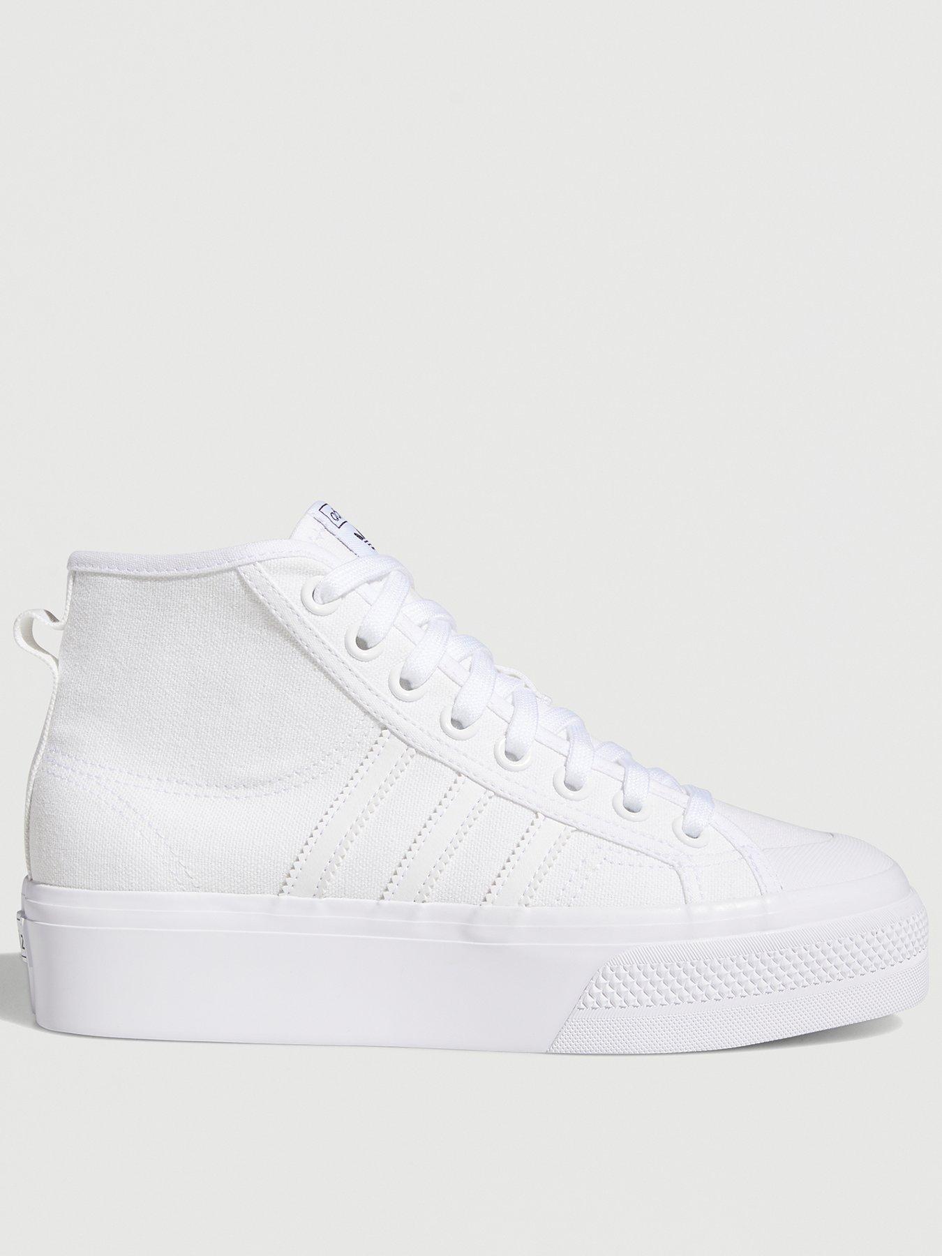 Image 3 of 6 of adidas Originals Womens Nizza Platform Mid Trainers - White