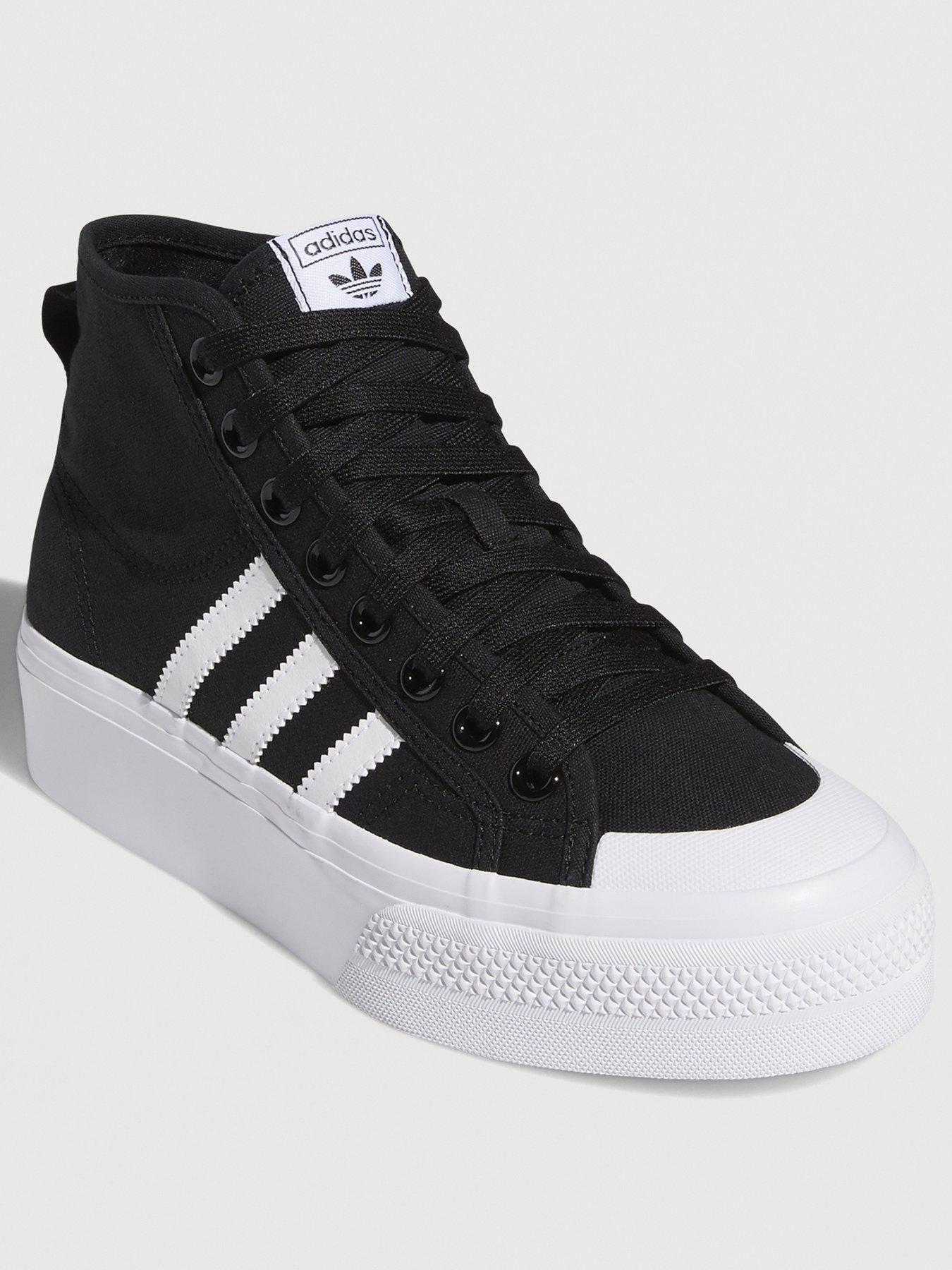 Adidas black and shop white nizza trainers