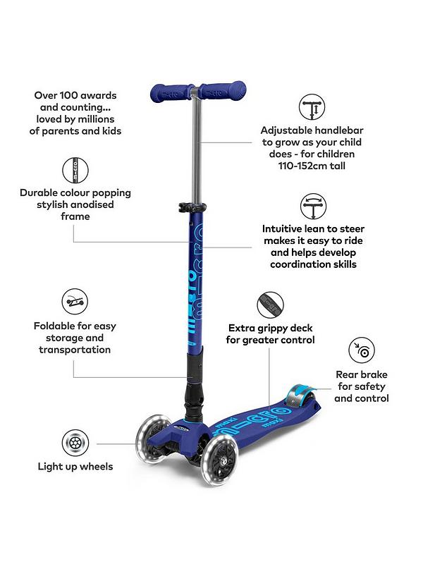 Image 3 of 6 of Micro Scooter Maxi Micro Deluxe Foldable LED Scooter - Navy