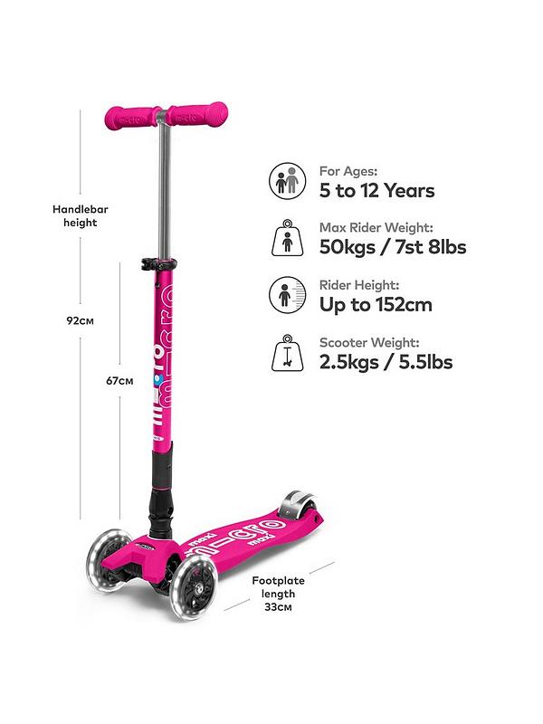 Image 2 of 6 of Micro Scooter Maxi Micro Deluxe Foldable Led Scooter -&nbsp;Pink