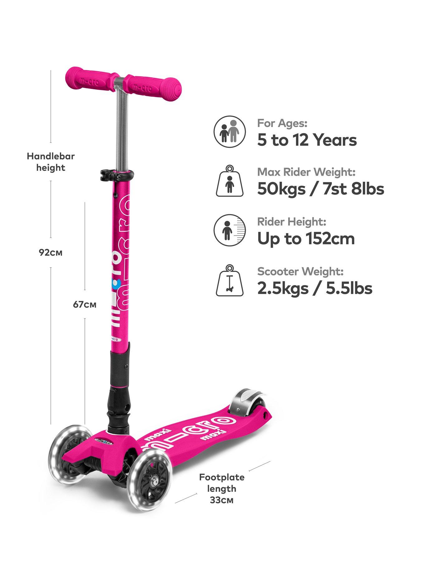 Micro Scooter Maxi Micro Deluxe Foldable Led Scooter - Pink | very.co.uk