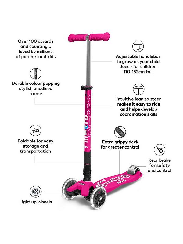 Image 3 of 6 of Micro Scooter Maxi Micro Deluxe Foldable Led Scooter -&nbsp;Pink