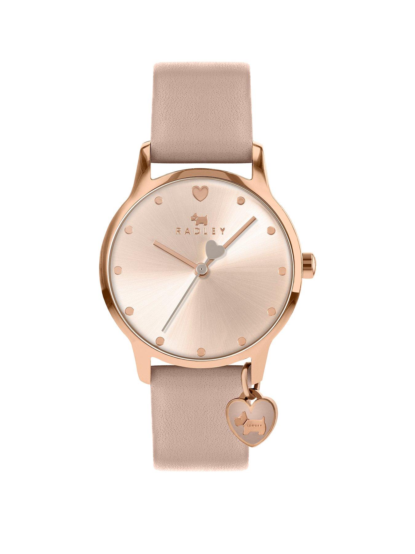 Product photograph of Radley Blush Charm Dial Leather Strap Ladies Watch from very.co.uk