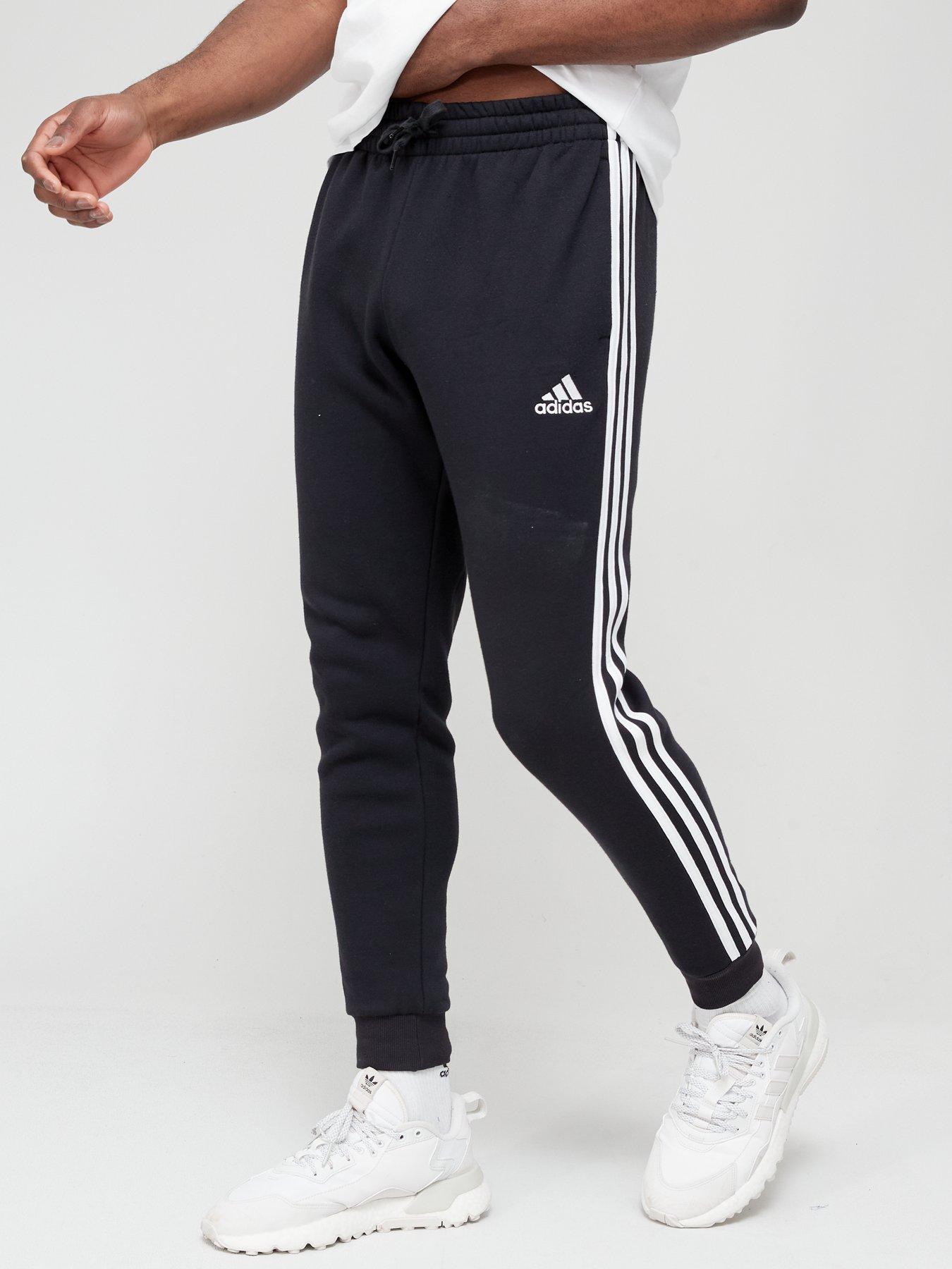 adidas originals three stripe cuffed sweat pants in black