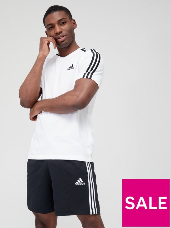 front image of adidas-3-stripes-t-shirt-whiteblack