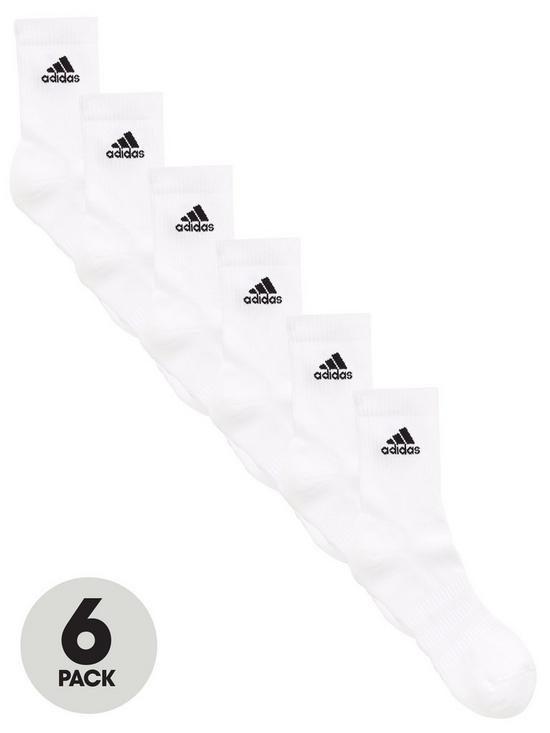 front image of adidas-6-pack-ofnbspcushion-crew-socks-white