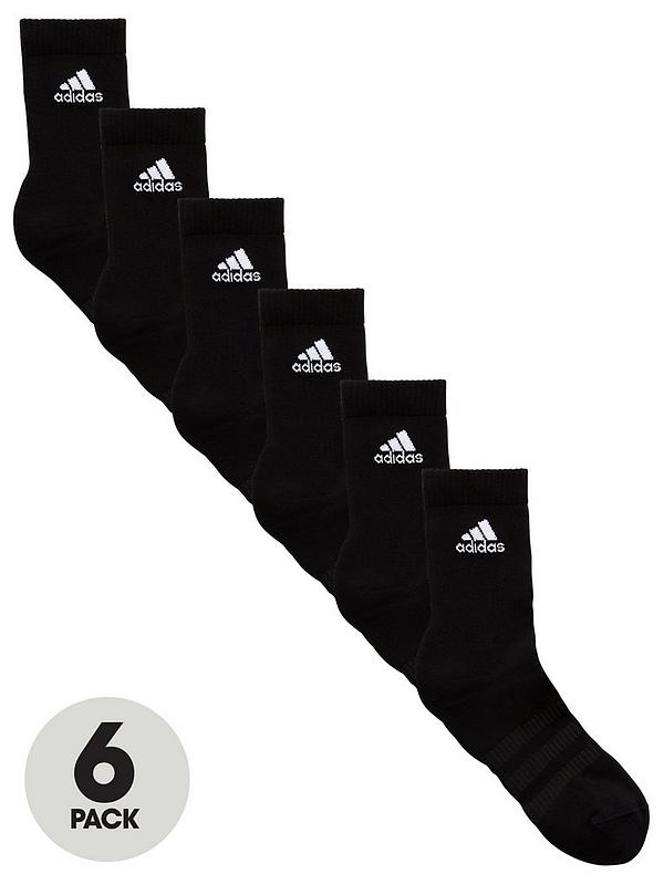 adidas 6 Pack of Cushion Crew Socks - Black | Very.co.uk