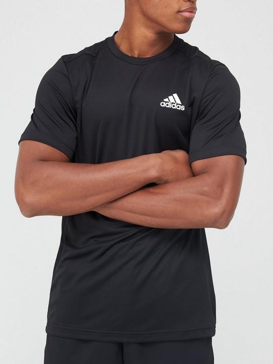 front image of adidas-d2m-t-shirt-black