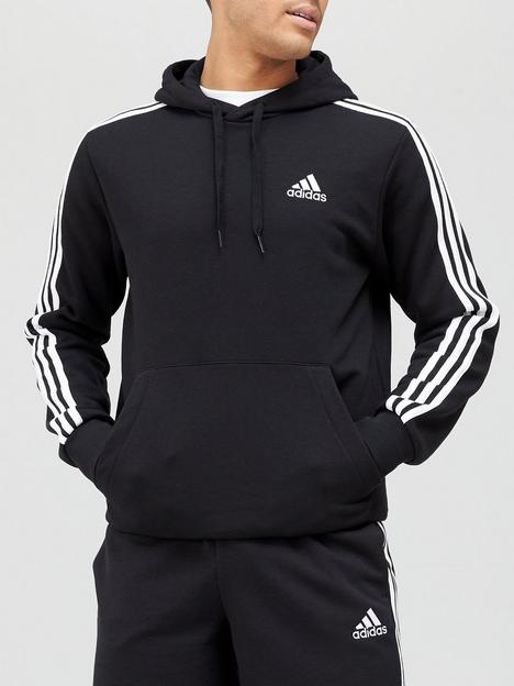 adidas-3-stripe-fleece-hoodie-black