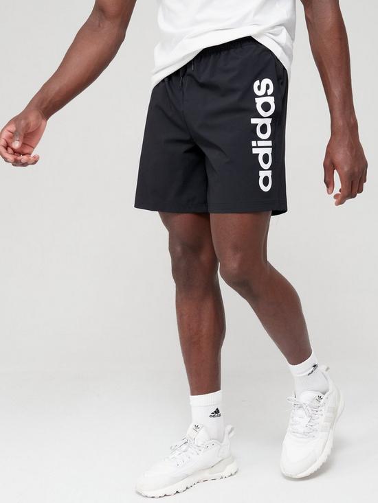 front image of adidas-linear-chelsea-shorts-black
