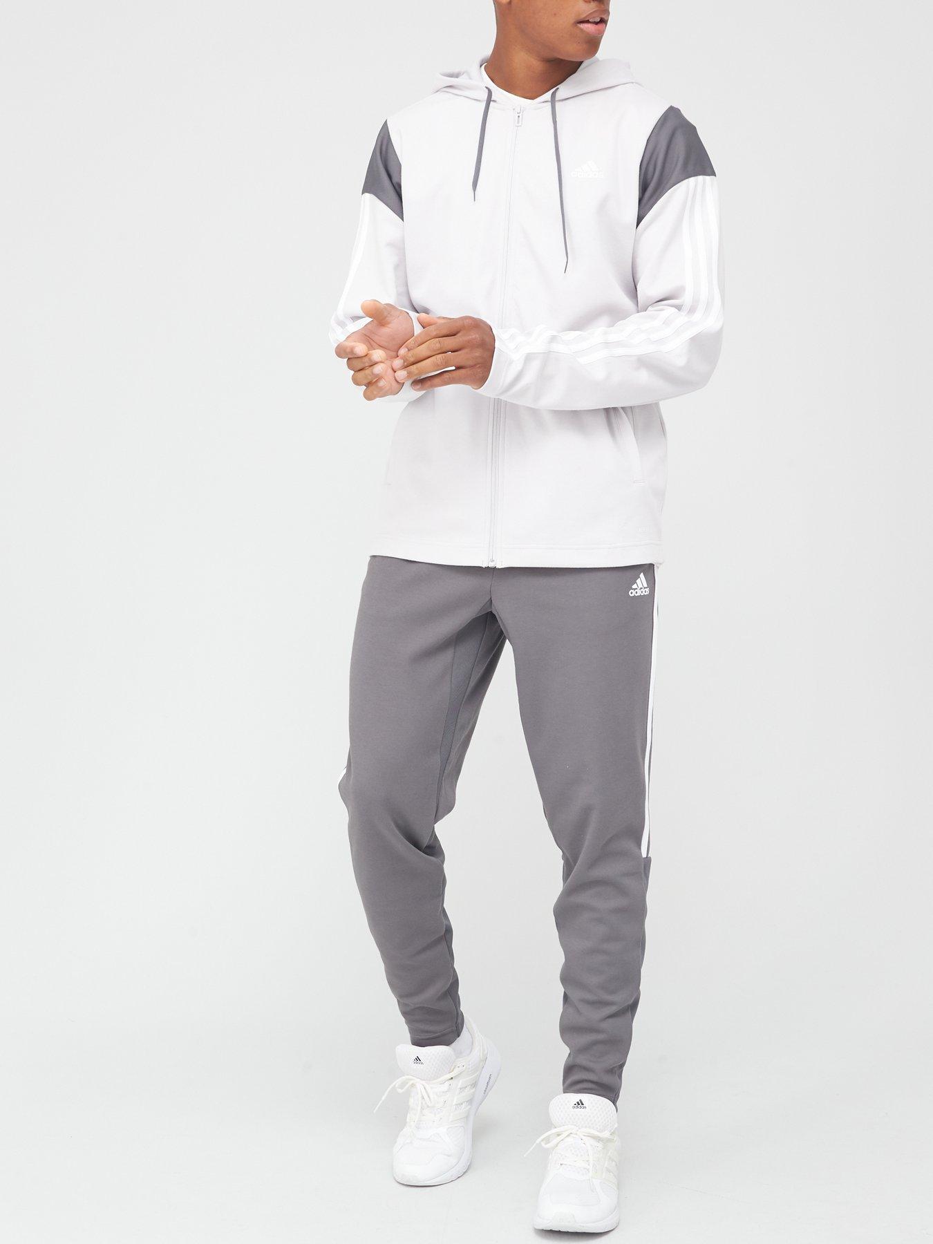 adidas Ribbed Tracksuit - Grey | very.co.uk