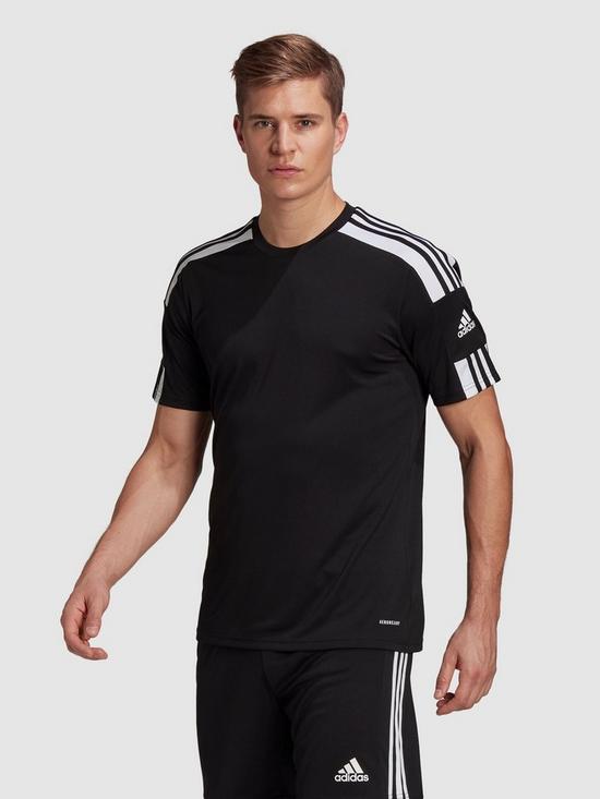front image of adidas-mens-squad-21-short-sleeved-jersey-black