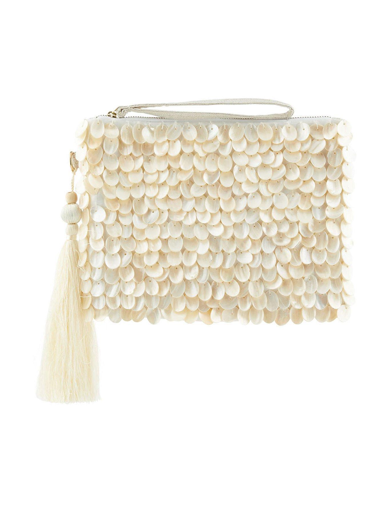 Women Mother Of Pearl Bridal Clutch Bag - Ivory