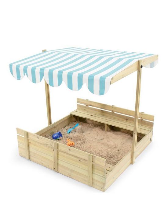 front image of plum-sandpit-with-adjustable-canopy
