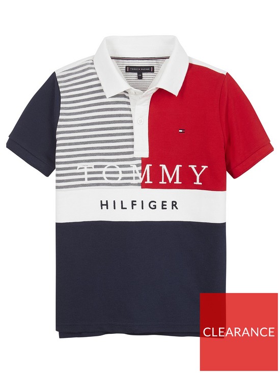 Tommy Hilfiger Boys Ithaca Colour Block Polo Shirt - Navy | very.co.uk