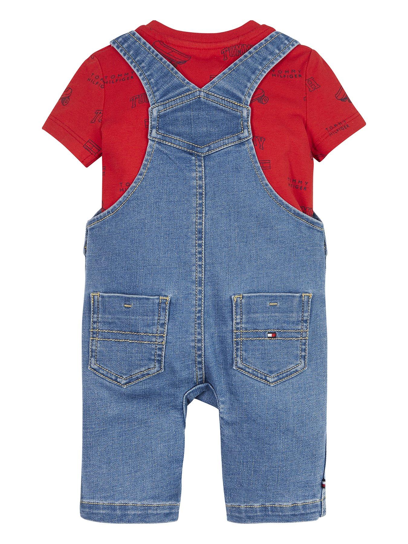 Tommy Hilfiger Baby Boys 2 Piece Dungaree and TShirt Set Mid Blue