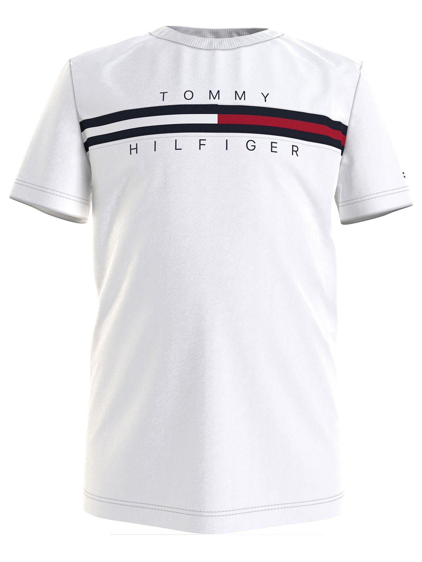 Tommy Hilfiger Boys Flag Insert Short Sleeve T-Shirt - White
