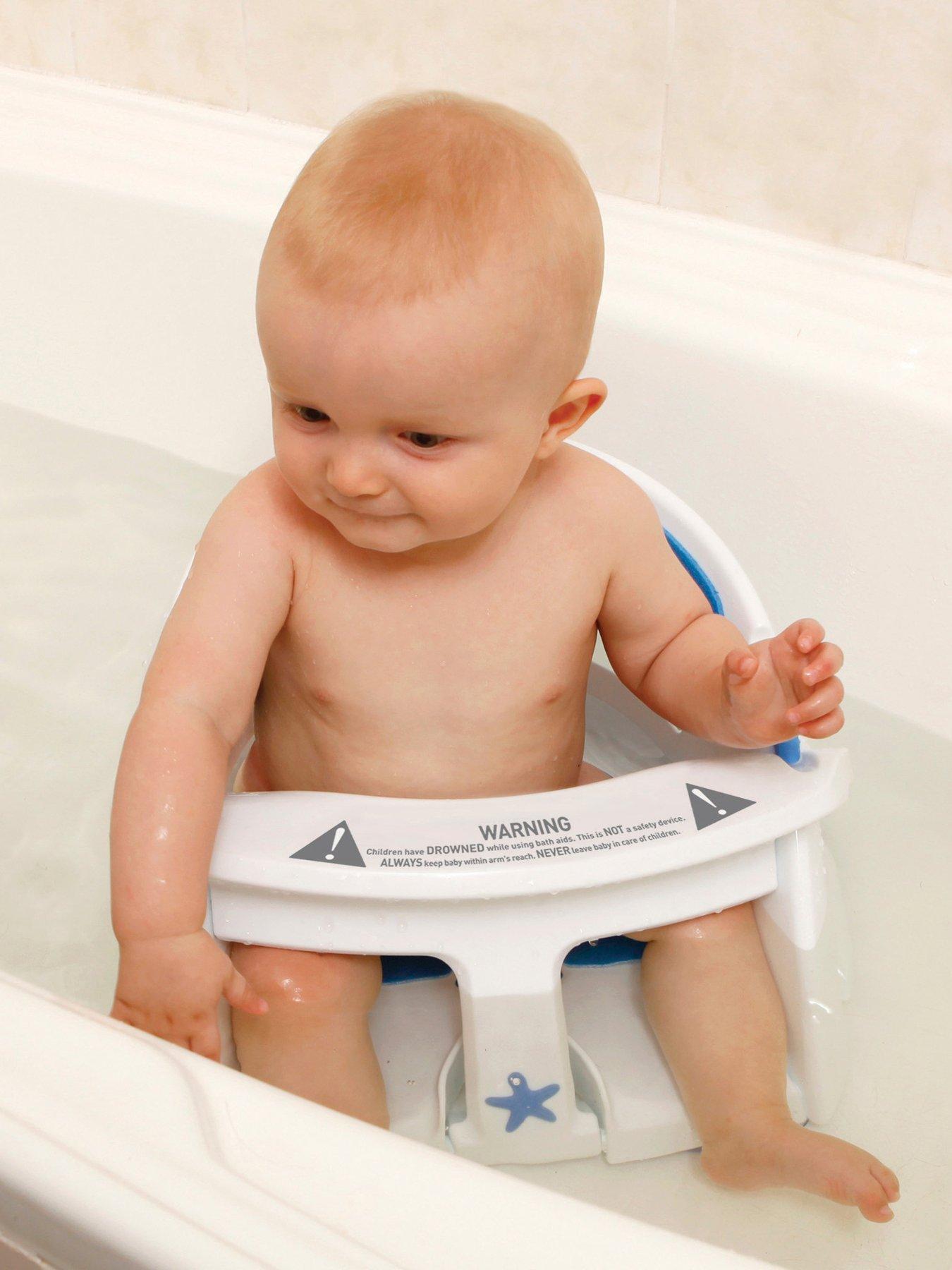 Dreambaby Deluxe Bath Seat with Foam Padding and Heat Sensor Blue White Very