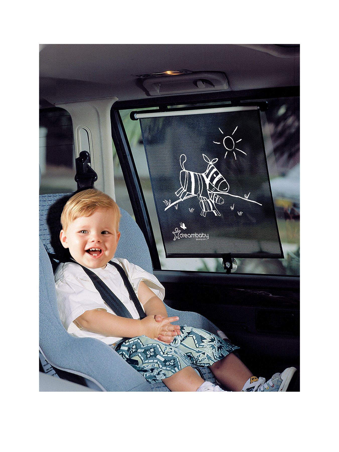 Image 1 of 4 of Dreambaby Double-Sided Zebra and Tiger Print Car Window Roller Blinds - 2 Pack