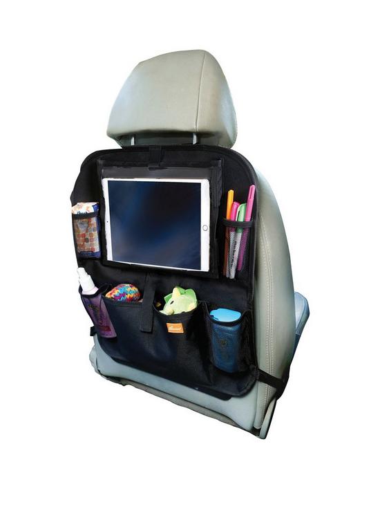 front image of dreambaby-backseat-organiser-with-built-in-ipad-holder-black