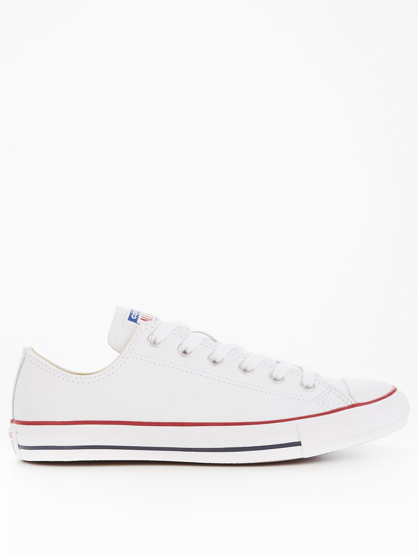 Converse Mens Leather Ox Trainers - White, White, Size 11, Men