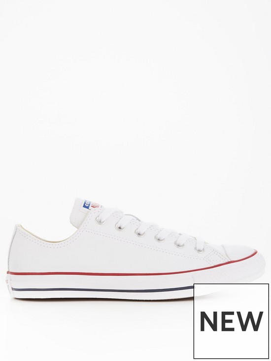 front image of converse-mens-leather-ox-trainers-white