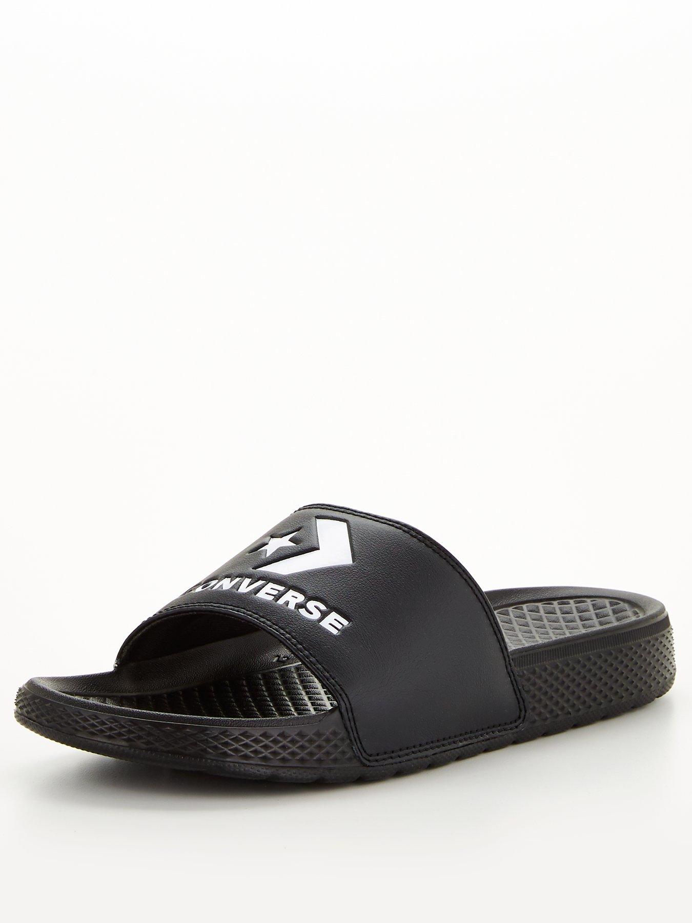 Mens All Star Slide Slip Sliders Black White