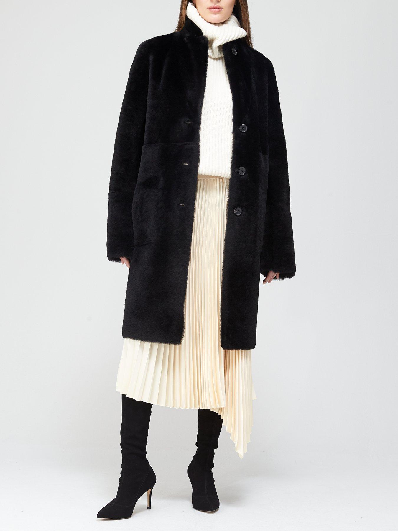 joseph shearling coat black