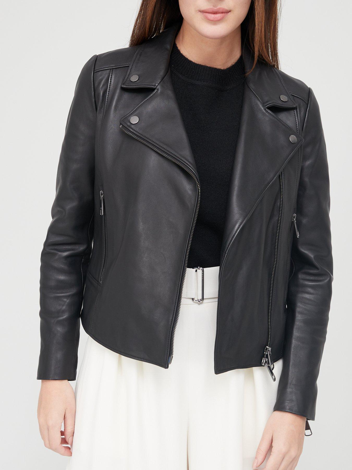 BOSS Women's Sajuana1 Leather Jacket - Black - UK 10