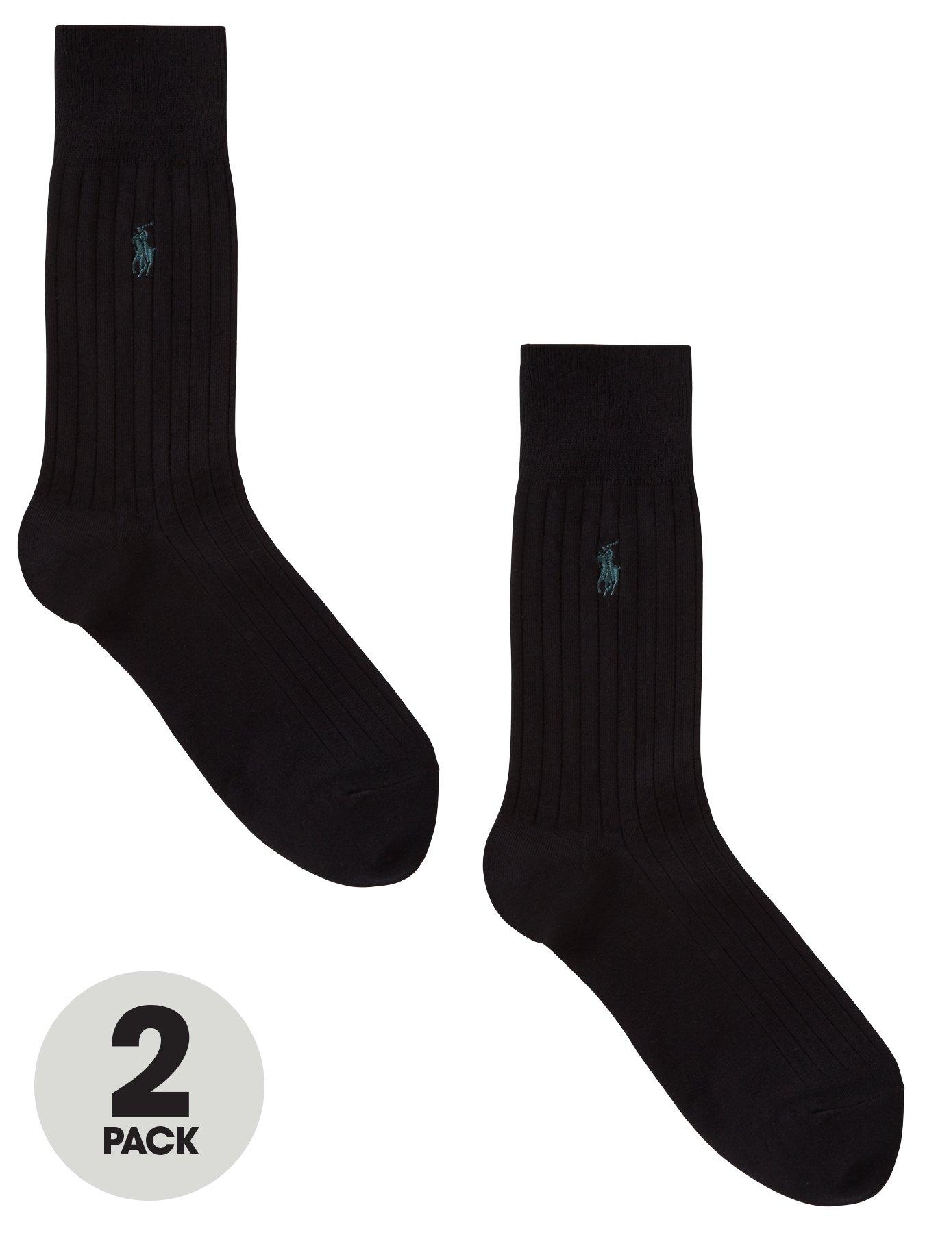 Polo Ralph Lauren 2 Pack Rib Egyptian Crew Socks - Black