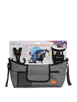 dreambaby-on-the-go-grey-denim-stroller-kit-bag-cup-and-hooks