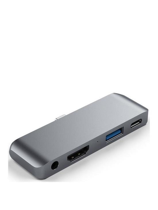front image of satechi-usb-c-mobile-pro-hub-space-gray
