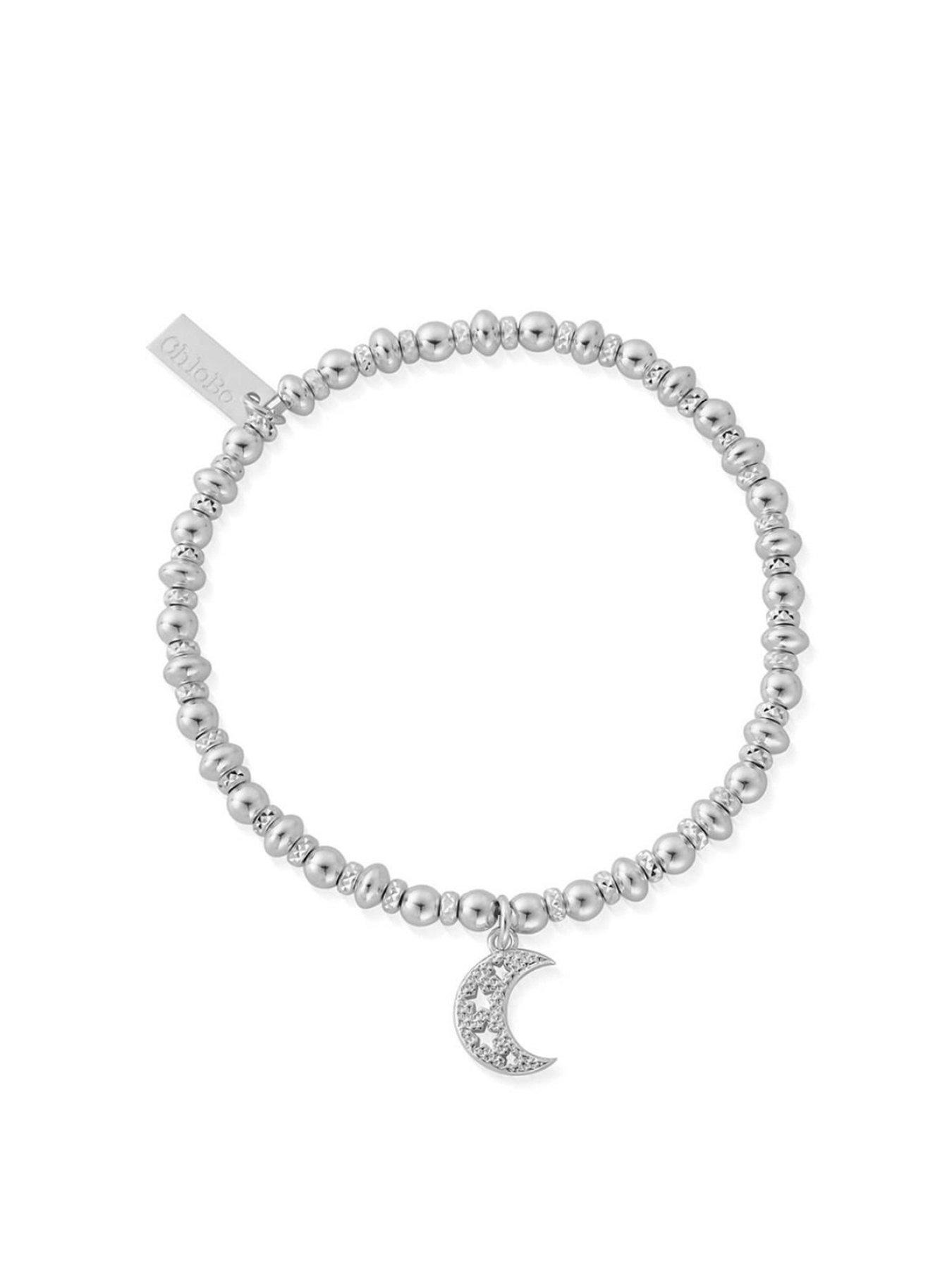 Product photograph of Chlobo Sterling Silver Didi Sparkle Starry Moon Bracelet from very.co.uk