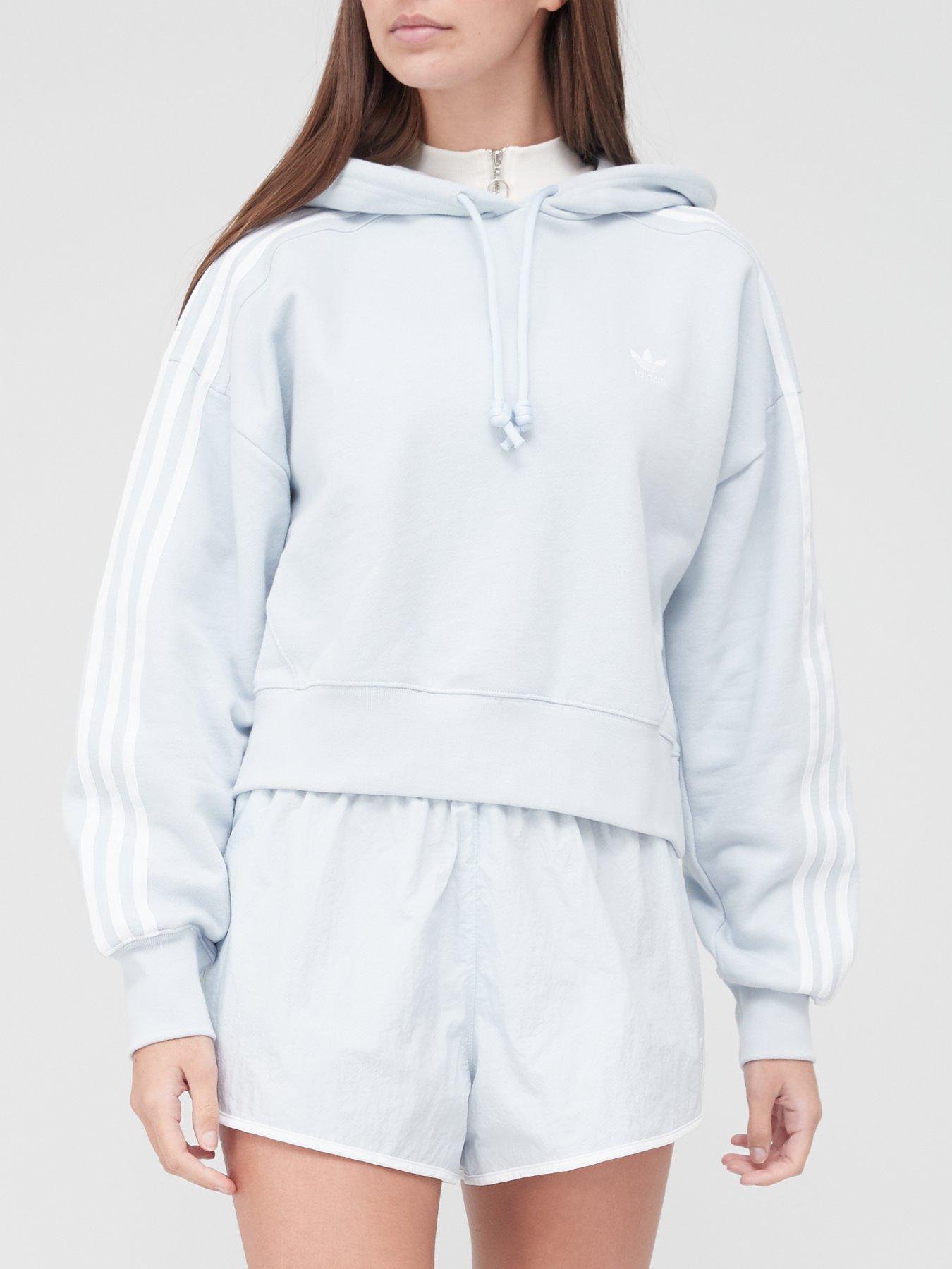 red and light blue hoodie