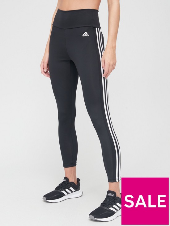 front image of adidas-performance-train-essentials-3-stripes-high-waisted-78-leggings-black