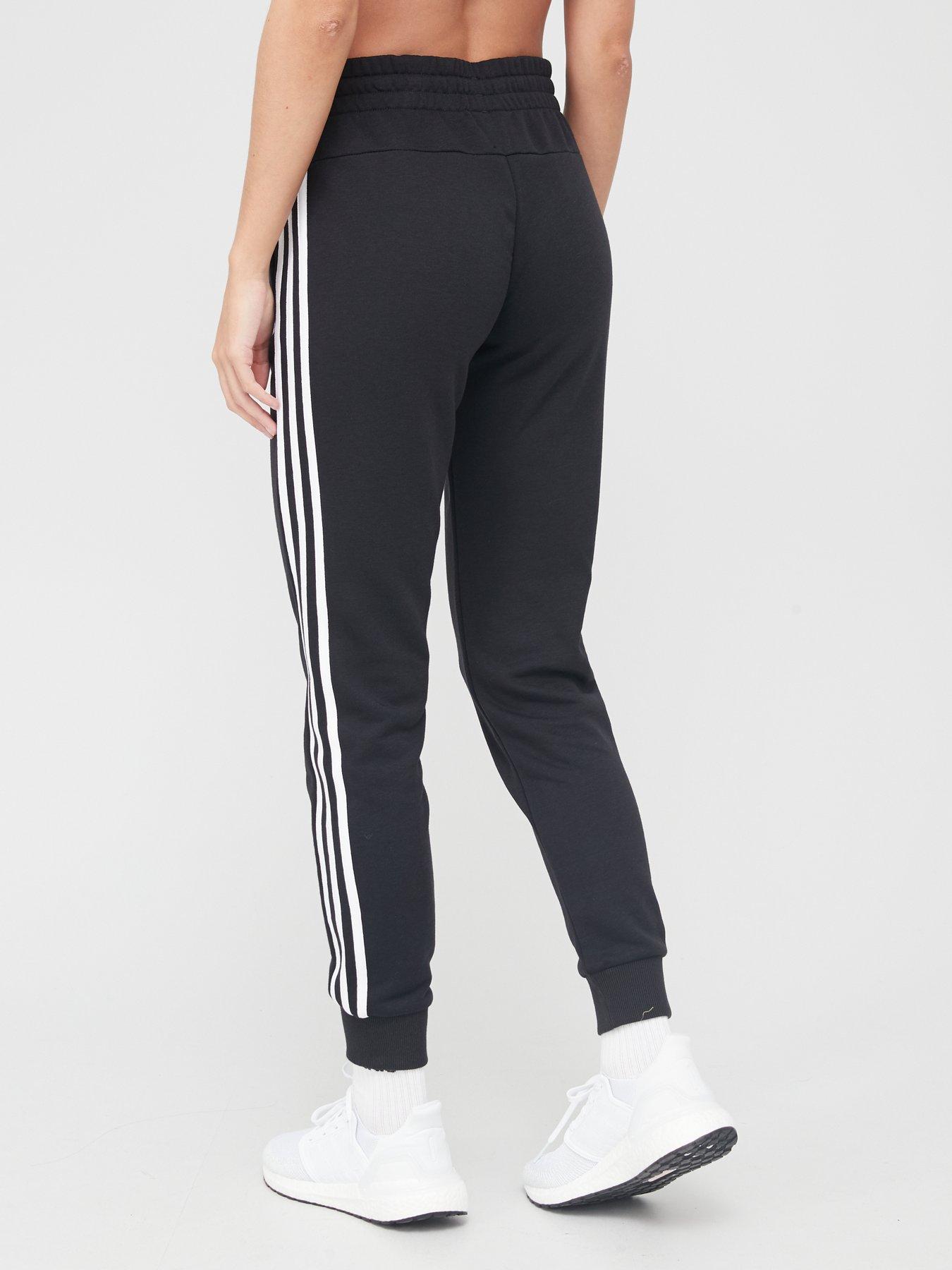 Essentials 3 stripes French Terry Cuffed Joggers Black White