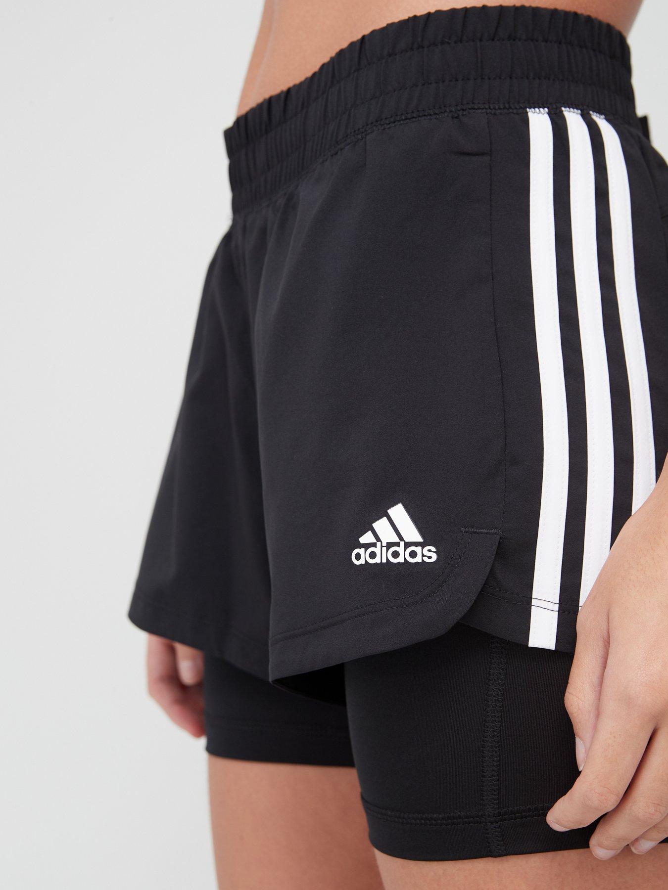 Image 4 of 4 of adidas Performance Pacer 3-stripes Woven Two-in-one Shorts - Black/White