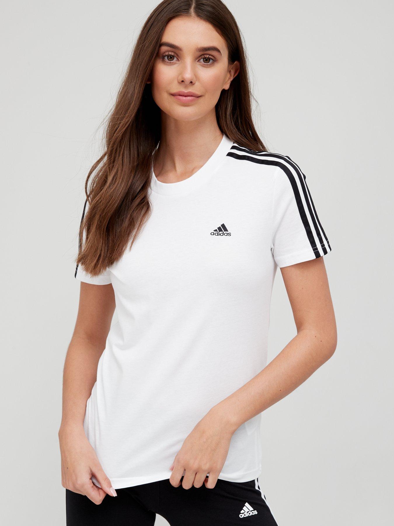 Adidas striped best sale t shirt women's