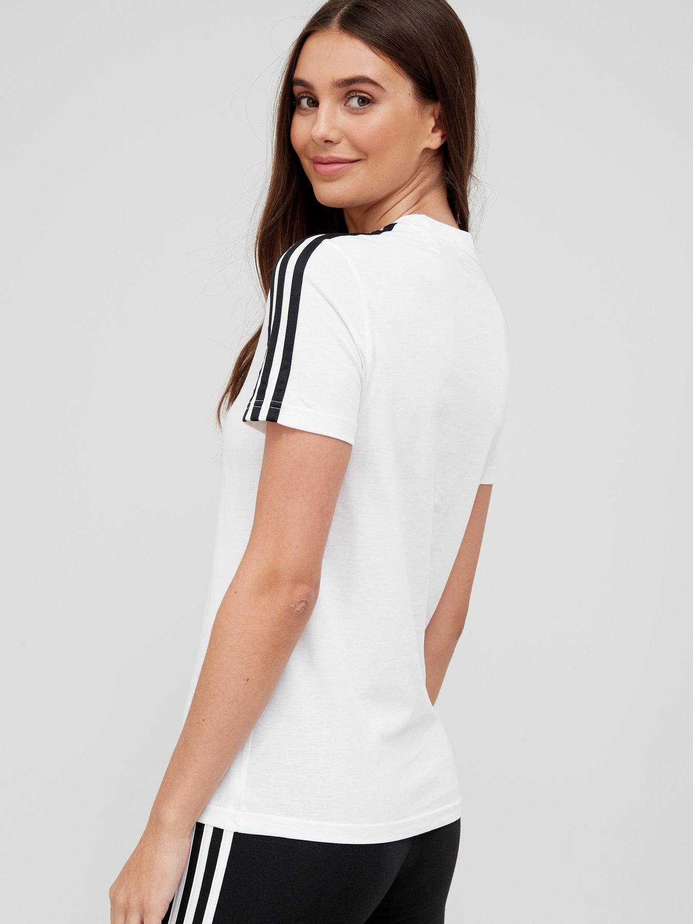adidas white shirt black stripes