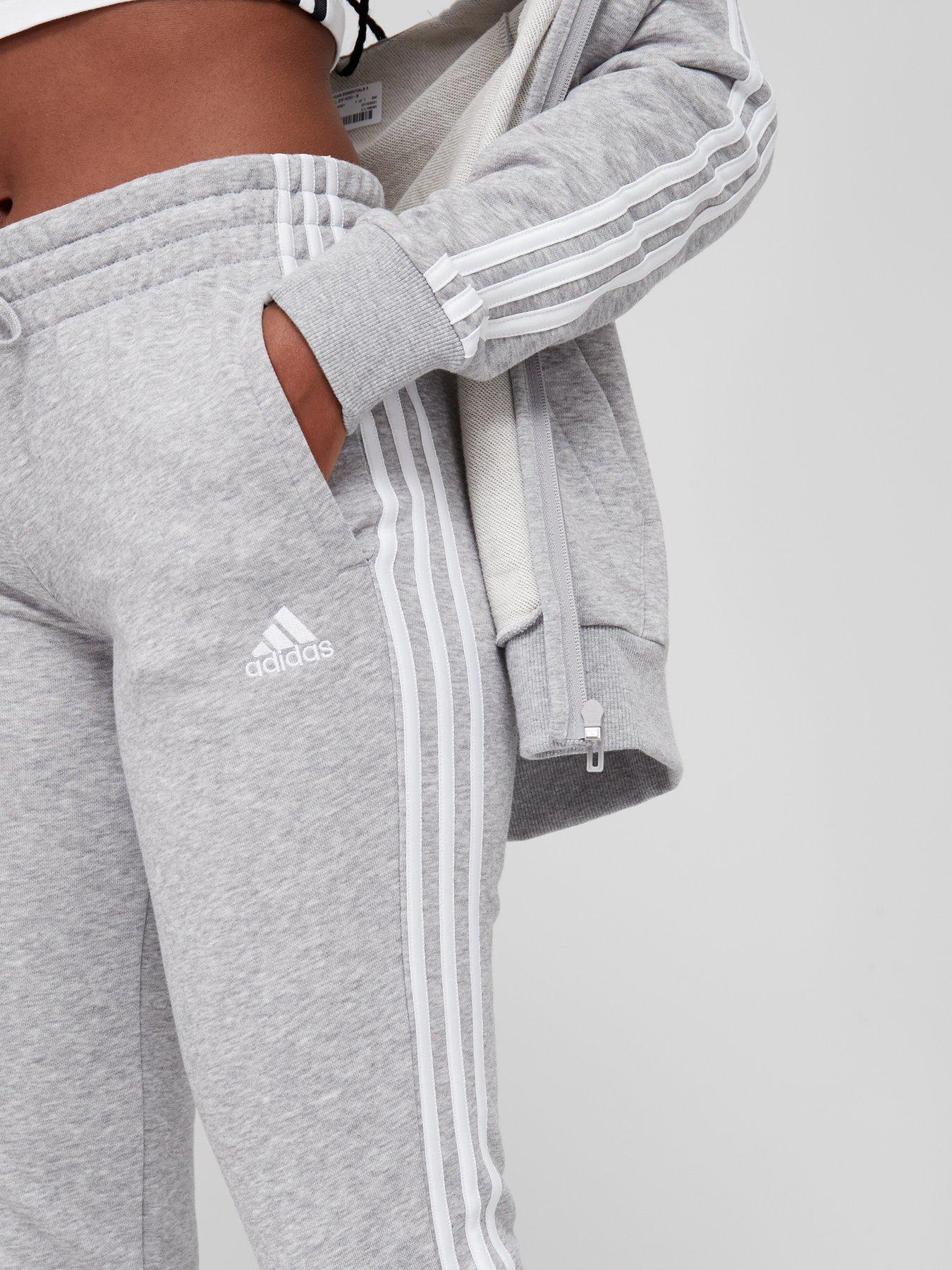 adidas Sportswear Essentials 3 stripes French Terry Cuffed Joggers Grey White