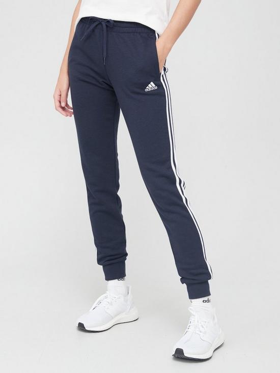 front image of adidas-3-stripe-cuffed-pant-navywhite