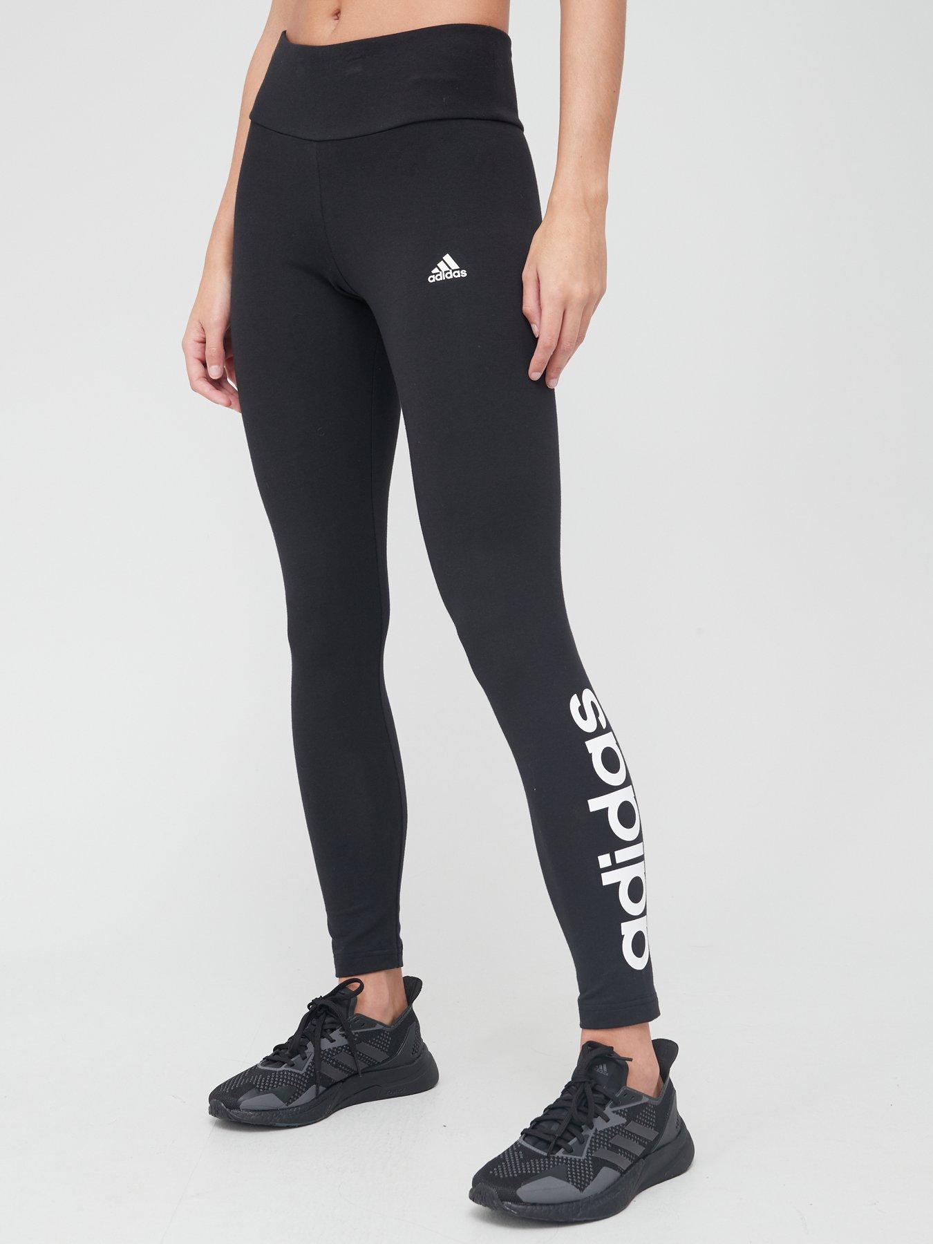 Adidas 3 Stripe 3/4 Leggings Bottoms Climalite Ladies Gym Sport Black UK 6  8 10