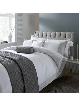 Very Home 300 Thread Count Oxford Edge Super King Size Duvet Cover Set - Dove Grey