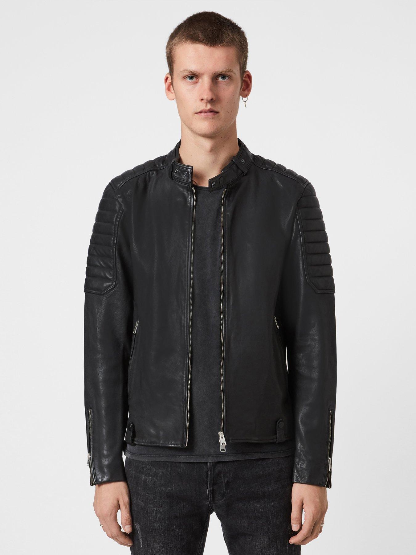 AllSaints Marcon Leather Biker Jacket - Black | very.co.uk